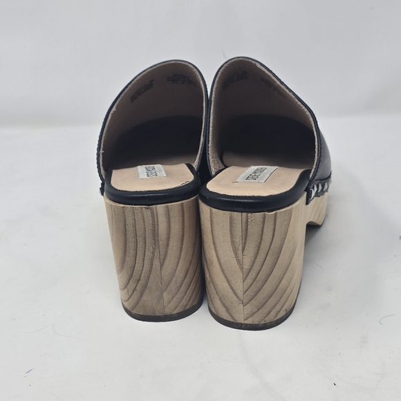 Steve Madden women 8 brooklyn-1 platform clogs mule black leather shoe studded - Picture 9 of 12